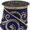 Brilliance 2.5" Navy Blue and Gold Filigree Glitter Swirl Wired Ribbon, 10 Yards for Christmas Bows, Wreaths, Gift Wrap, Crafts and Decorations